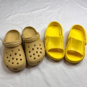 Lot Of 2 Crocs Classic Clogs Shoes Sandals  Yellow  Women Size 4-5 A010824